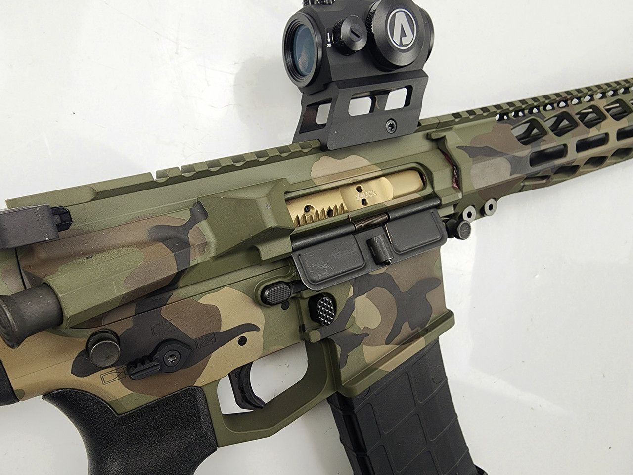 PMT-15 14.5" Pin & Weld RECCE Rifle - Woodland Camo & Black - Image 5