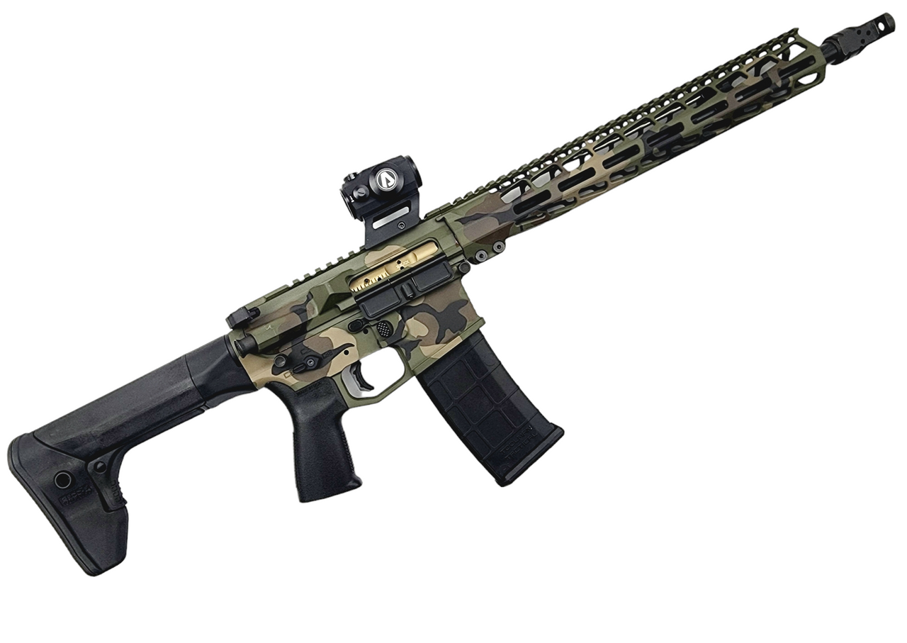 PMT-15 14.5" Pin & Weld RECCE Rifle - Woodland Camo & Black - Image 8