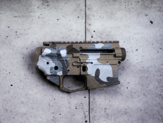 PMT-15 Billet AR15 Receiver Set & Handguard - Blue Topographical