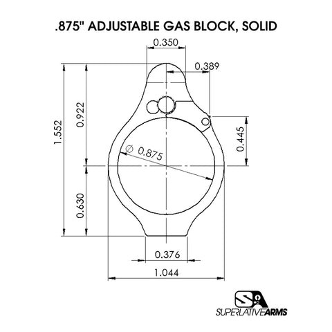 Superlative Arms .875" Adjustable Gas Block, Bleed Off - Solid, Set Screw - Melonite Finish - Image 6